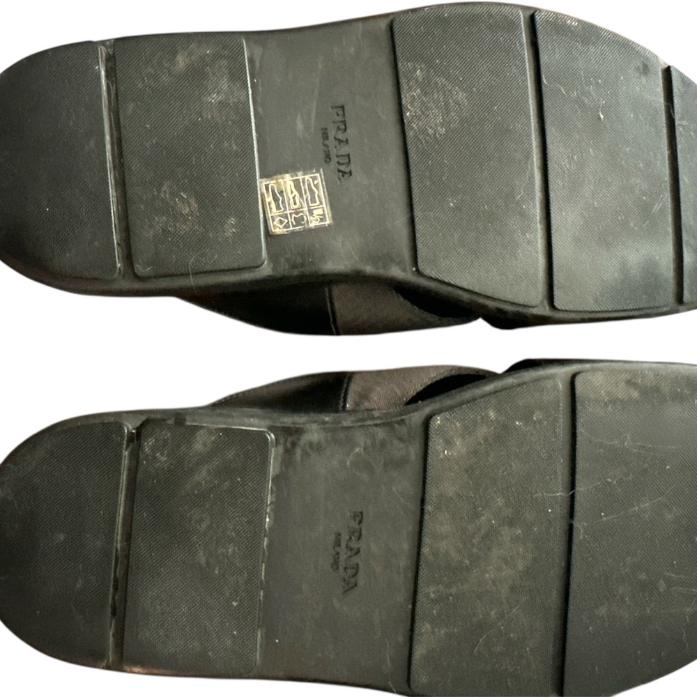 Prada Brushed Leather and Re-Nylon Tape Crisscross Slides - Picture 4 of 5